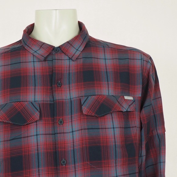 Columbia Silver Ridge Button Down Shirt Mens 2XL XXL Blue Plaid Outdoor Fishing - Picture 2 of 4